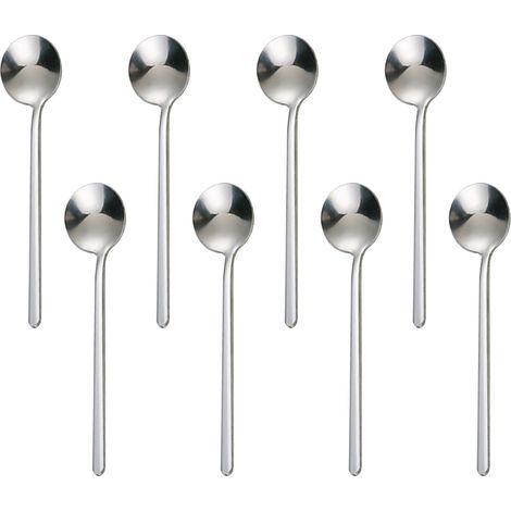 Ensemble de 8 Cuillère, Acier inoxydable, Finition miroir, Bord lisse, Poignée ergonomique, Pour maison cuisine restaurant (1/5)