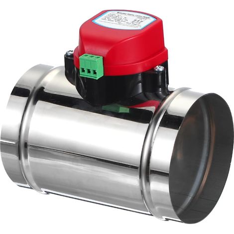 4" Volet de Conduit, Volet de Réglage Motorisé Acier Inoxydable pour Système de Ventilation Hvac, Contrôle du Volet Anti-Retour de Débit d'Air, Ac 24V (1/5)