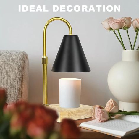 Für Kerzenwärmer, Lampe mit Timer und Dimmer, höhenverstellbar, duftend, Geschenk für Mama, geeignet für Kerzen, Zuhause, Schlafzimmer, Dekoration (schwarz) [Energieklasse G] [Energieklasse G] (1/4)