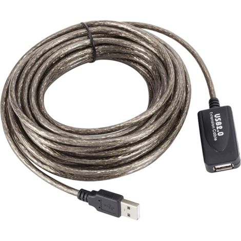 Câble d'extension USB 2.0 10 m en PVC pour Cordon allongé USB Webcam et imprimante Usage réseau et Informatique Noir avec Extension de Signal (1/5)