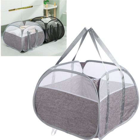 Faltbarer Wäschekorb mit Griffen, 90 l Fassungsvermögen, robustes Oxford-Gewebe, faltbarer Wäschekorb für Snacks, Spielzeug, Accessoires, Grau (1/5)