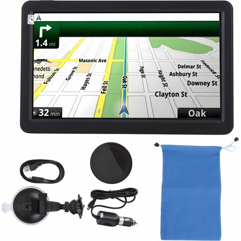 Navigateur GPS pour voiture, écran tactile 9 pouces, guidage vocal, indication de direction, alerte de vitesse et de feux rouges, système de navigation pour camions et camping-cars (1/5)
