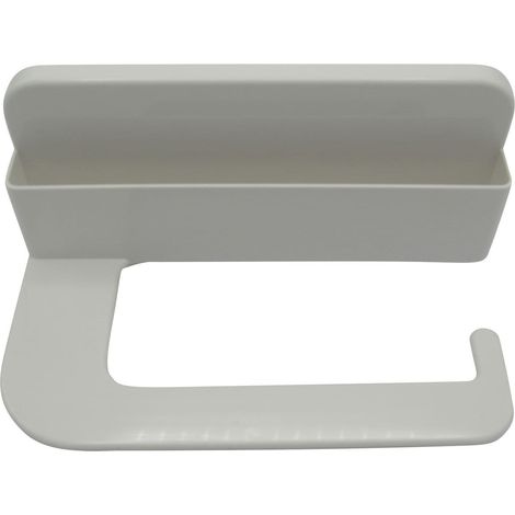 Stick On Toilet Roll Holder with Mobile Phone Slot - White Self Adhesive (1/5)