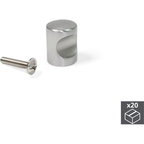 Emuca Lotto di 20 pomoli per mobili Panama, diametro 20mm, Zama, Nichel satinato (1/3)