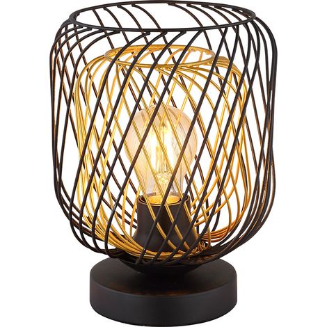 Tischleuchte Tischlampe Beistelllampe Nachttischlampe Metall-Geflecht schwarz