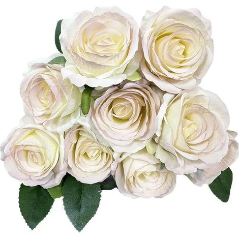 Ramo de rosas artificiales de 9 cabezas (45,7 cm), ramos de rosas artificiales de seda vintage para decoración de bodas, hogar, mesa, cocina, oficina, jardín y vegetación.