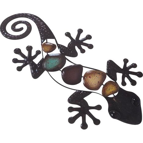 MINAOLULUS Ornement Murale En Fer En Forme De Gecko, Artisanat Créatif Suspendu, Décoration Réutilisable Pour Intérieur Et Extérieur, Parfait Pour Noël Et Fête De Maison (1/5)