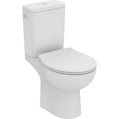 Pack WC Eurovit avec siège suspendu, réservoir de chasse, sortie en haut et siège WC blanc (1/5)