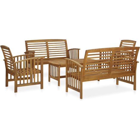 5-tlg. Garten-Lounge-Set Massivholz Akazie