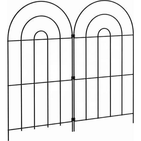 Mountview Garden Fence 10pc Metal Dog Fence Picket Fence Black Steel (1/5)