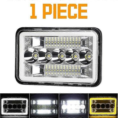 Fari a LED da 4x6 pollici, con alone bianco/giallo, abbaglianti e anabbaglianti integrati, con luci diurne, adatti per moto, SUV, camion e auto, compatibili con la Chevrolet Camaro dal 1982 al 1992 –  (1/5)