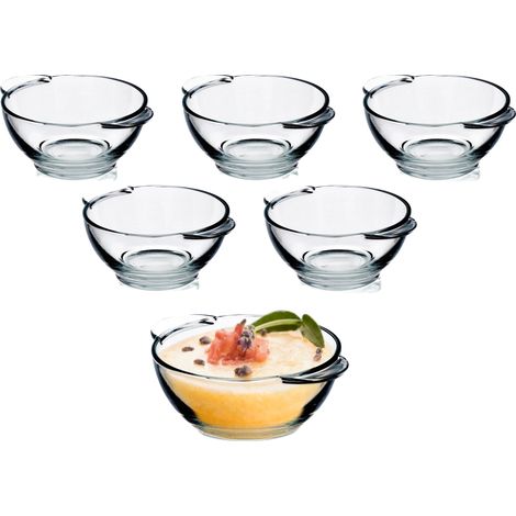 Juego de cuencos para sopa, capacidad de 400 ml, aptos para lavavajillas, color plata. (1/5)