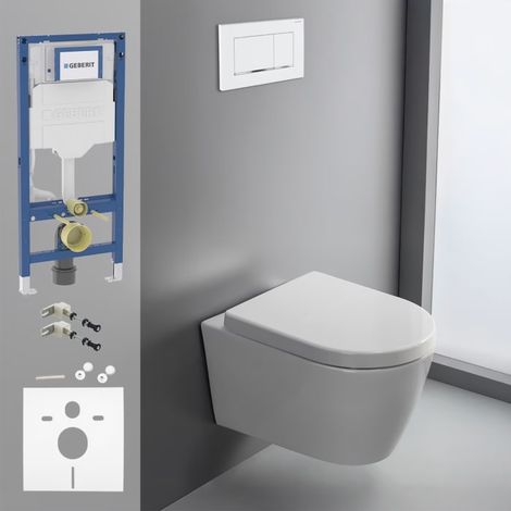 Geberit DuoFix Element für Wand-WC mit Kronenbach Tube Wand-WC-Set spülrandlos (1/5)