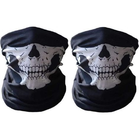 Lot de 2 cache-cou de moto avec motif tête de mort - Masque à moitié le visage (1/5)