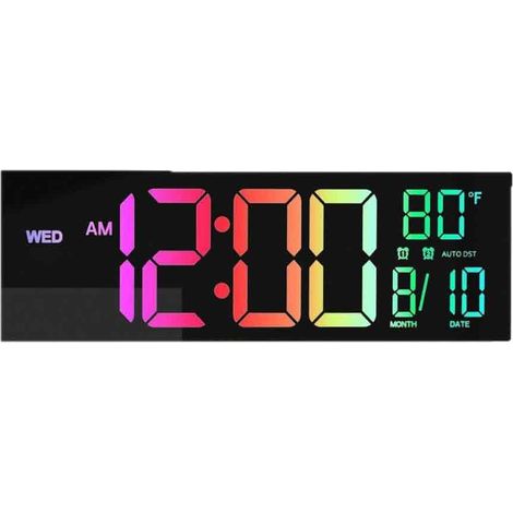 Neue 40 cm (16 Zoll) LED-Wanduhr mit RGB-Farbwechselanzeige für das Wohnzimmer, Fernbedienung und Doppelalarm. (1/5)