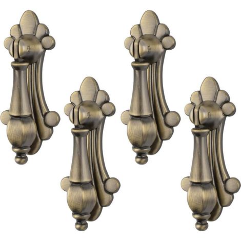 4Pcs Vintage Carved Bronze Zinc Alloy Single Hole Cabinet Cupboard Drawer Door Furniture Decorative Pendant Handles Pulls (1/4)