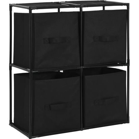 Armario de almacenamiento con 4 prácticas y elegantes cestas de tela 63 x 30 x 71 cm acero negro 020046447 (1/5)