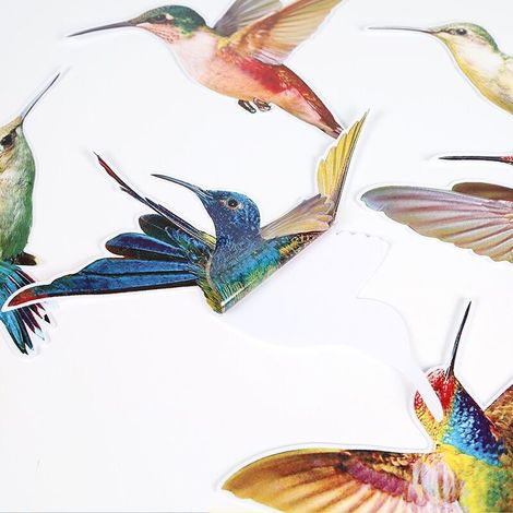 6-teiliges Set Kolibri-Fensteraufkleber. Vogel-Fensteraufkleber. Antikollisions-Fensteraufkleber. Schlichter Kolibri-Wandaufkleber aus PVC für Fenster, Wohnzimmer und Büro. (1/4)