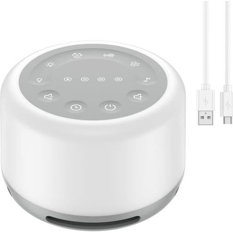 Dispositivo per il sonno con rumore bianco e luce notturna, 24 effetti sonori rilassanti, volume regolabile, funzione di memoria e timer automatico. (1/4)