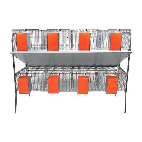 Cage pour lapins 2 étages avec 8 appartements – Nourrisseurs et abreuvoirs inclus – Dimensions 204 x 63 x 150 cm – Fabriquée en Espagne – Gomez Y Crespo