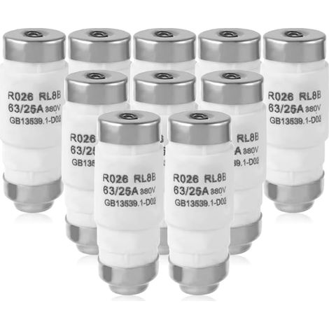 10 PCS Fusible électronique, 25A Fusible Céramique Fusible Neozed D02 Insert de Fusible 400VAC Pour Protection des Circuits électriques, la Sécurité des Systèmes électriques (1/5)