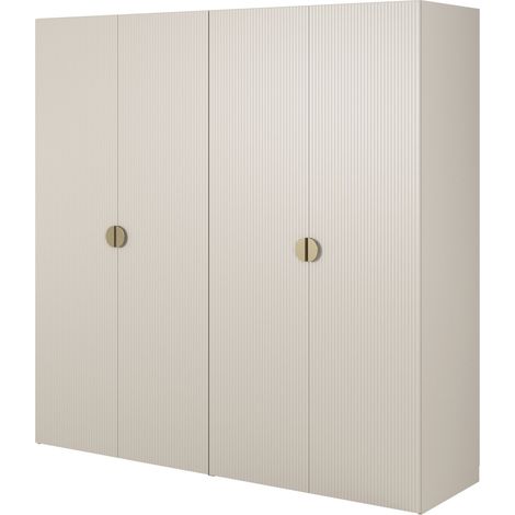Selsey Moonir - Kleiderschrank 4-türig mit 2 Kleiderstangen, 200 cm, greige (1/5)
