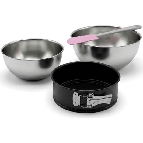 Lot de 1 moule à gâteaux 18,5 cm en acier 2 bols 25/20,5 cm en inox et 1 spatule pâtisserie 25 cm en plastique Spécial mini Spécial mini Zenker Spécial mini (1/5)