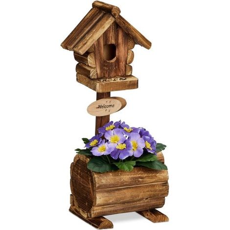 Casetta per uccelli decorativa con vaso di fiori (1/5)