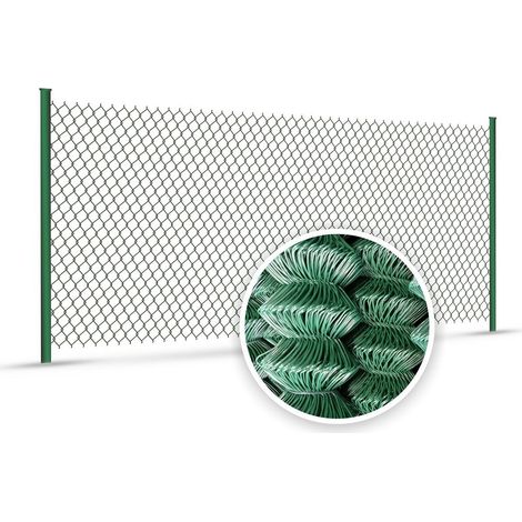 Malla de valla trenzada verde, alambre galvanizado, 125 cm x 10 m (1/2)