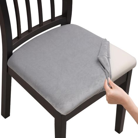 Housse Assise Chais Housse de Chaise en Jacquard pour Salle à Manger Cuisine Bureau Hôtel (4, Gris Perle) (1/5)