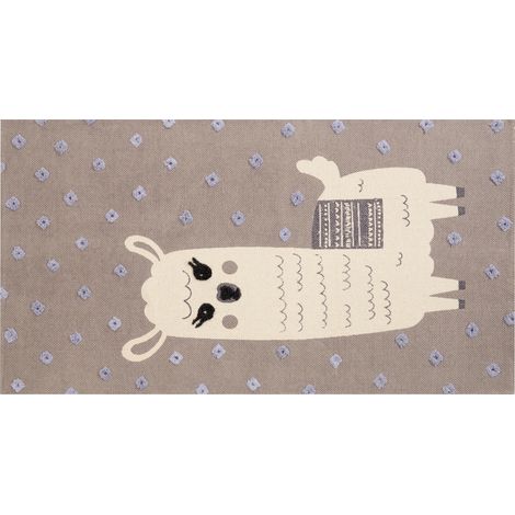 Alfombra de algodón marrón violeta gris pardo 80 x 150 cm llama Lubuk