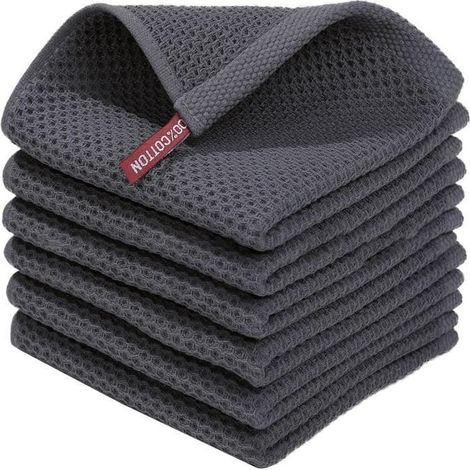 6-teiliges Waffelpiqué-Küchenreinigungstuchset, hochwertige Mikrofaser-Küchenhandtücher (1/4)