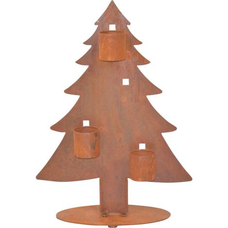 Jardinières porte-fleurs forme sapin avec trois supports de suspension en métal rouillé 050000623