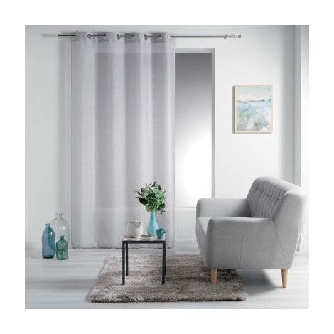 Panneau à oeillets - 140 x 240 cm - Effet lin Tisse esther - Gris - Livraison gratuite (1/3)