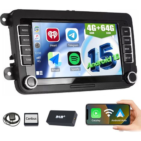 Apple CarPlay pour VW Golf 5/6 Plus, Touran, Caddy T5, Android 15, Autoradio avec navigation - 4+64G DAB+ (1/5)