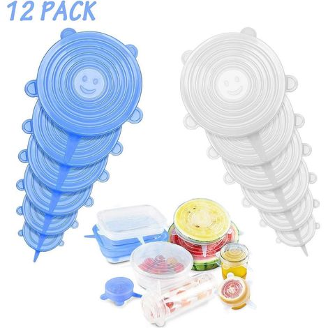 Couvercles extensibles en silicone (12 pièces) - Couvercles extensibles en silicone de différentes tailles - Réutilisables (1/5)