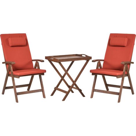 Bistro Set AMANTEA PREMIUM Acacia Wood Red