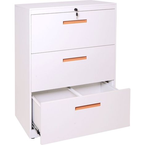 Archivador colgante HHG-042, archivador de oficina armario de acero, A4 con cerradura, 103x76x46cm blanco