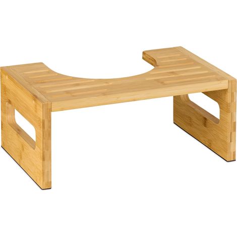 Repose-Pied de Toilette, Tabouret WC, pour Adultes, Bambou, 18,5 x 43,5 x 28 cm, Nature (1/5)