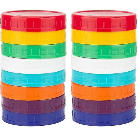 16 Pack Plastic Jar Lids - Colored Jar Caps (Wide Mouth)-- (1/5)