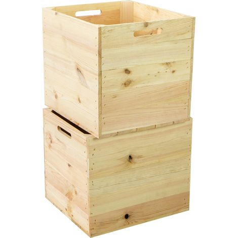 2er set Holzkiste Natur passend für Kallax und Expeditregale (1/5)