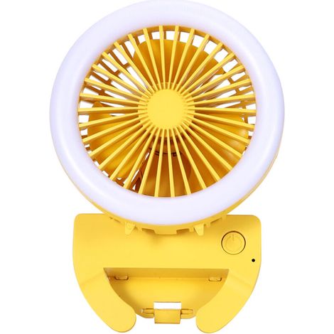 Ventilateur de poche pliable portable avec mini LED, 3 vitesses, silencieux, jaune (1/5)