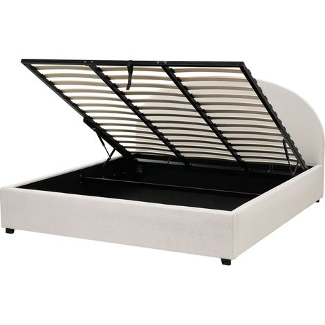 Cama con almacenaje de poliéster beige 180 x 200 cm otomana Vaucluse (1/5)