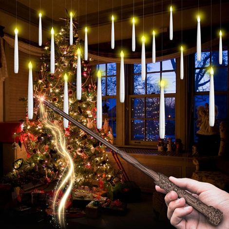 Bougies LED flottantes lot de 10 avec télécommande, lumière chaude vacillante, sans flamme, pour Halloween, Noël, anniversaire et fêtes (1/5)