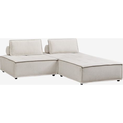 Divano componibile 2 pezzi e pouf in tessuto Vermont SKLUM            