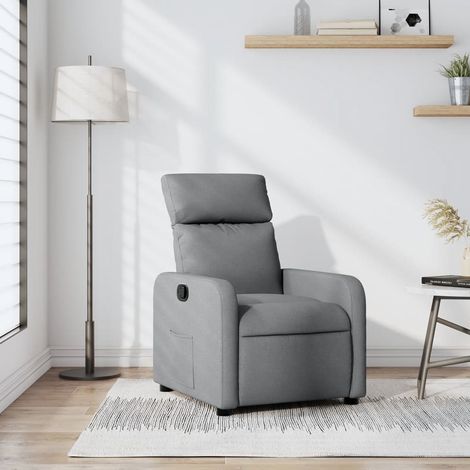 Sillón reclinable de tela gris claro vidaXL