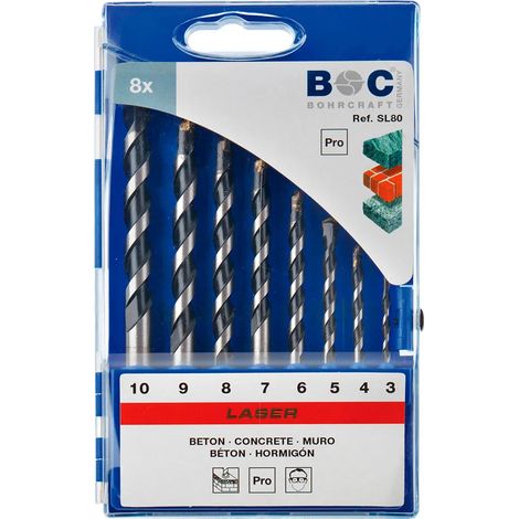 Punta per cemento Bohrcraft betonborenset 8 pezzi 3-10 mm