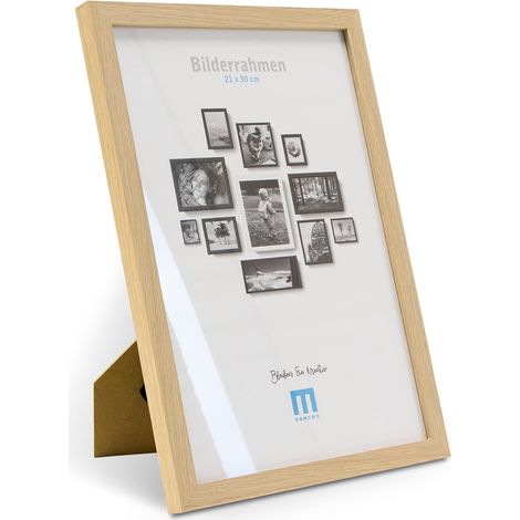 Cadre photo A4 moderne et intemporel, en MDF (naturel) pour de grandes photos et images au format A4,Peut être utilisé comme support de table ou sur un mur, en mode portrait ou paysage. (1/4)