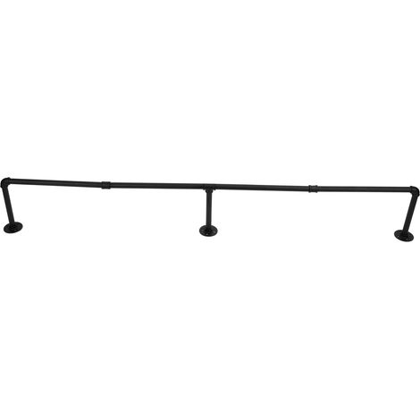 Tringle à vêtements murale, support de barre suspendu, détachable, Style tuyau industriel rétro, pour vêtements (1/5)