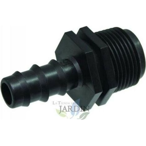 Raccord fileté mâle 16 mm x 3/4", pour les systèmes arrosages et goutte à goutte